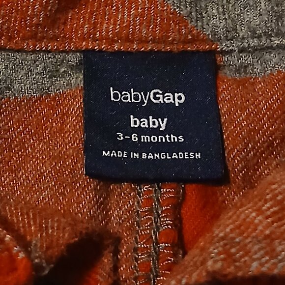 Baby Gap 3 - 6 Month Red & Gray Long Sleeve Button Down Checkered Onesie Infant - Picture 6 of 6